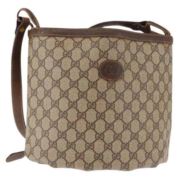 GUCCI GG Supreme Shoulder Bag PVC Leather Beige - Picture 1 of 15